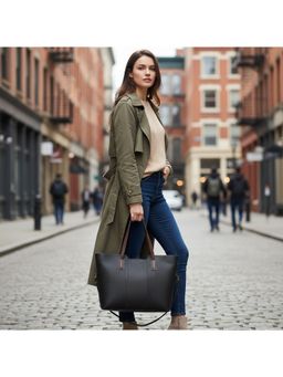 PARTIQ - Niche Design Textured Tote Bag For Women - Black