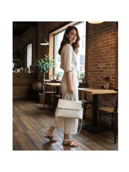 PARTIQ - Goddess Mother One Shoulder Diagonal Blue Handbag With Detachable Strap - White (M)