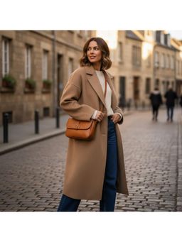 PARTIQ - Trendy Womens Square Cowhide Sling Bag - Brown (M)