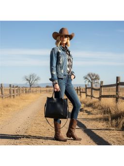 PARTIQ - Oversized Commuter Womens Handbag With Detachable Strap - Black