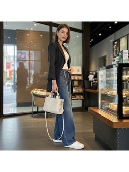 PARTIQ - Womens Commuting Travel Shoulder Handbag With Detachable Strap - White (M)