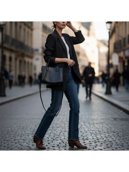 PARTIQ - Womens Commuting Travel Shoulder Handbag With Detachable Strap - Black (M)