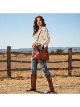 PARTIQ - New Popular Versatile Summer Shoulder Bucket Handbag With Detachable Strap - Brown (M)