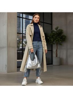 PARTIQ - New Popular Versatile Summer Shoulder Bucket Handbag With Detachable Strap - Silver (M)