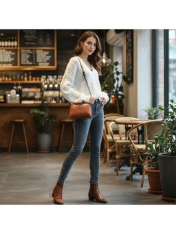 PARTIQ - Women'S Soft Leather Cowhide Sling Bag - Brown (M)