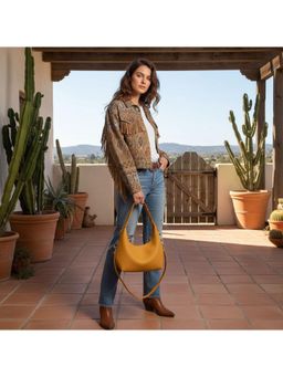 PARTIQ - Korean Version Contrasting Simple Soft Skin Dumplings Armpit For Women Handbag - Yellow (M)