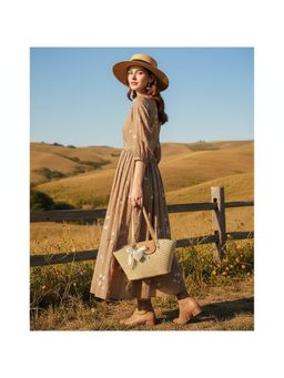 PARTIQ - One-Shoulder Beach Fashion Commuter Vacation Tote Bag - Beige