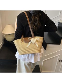 PARTIQ - One-Shoulder Beach Fashion Commuter Vacation Tote Bag - Brown