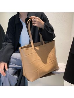 PARTIQ - Korean Version Versatile Embossed Fashionable Commuter Tote Bag - Beige
