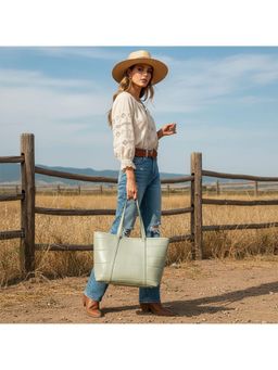 PARTIQ - Korean Version Versatile Embossed Fashionable Commuter Tote Bag - Green