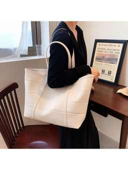 PARTIQ - Korean Version Versatile Embossed Fashionable Commuter Tote Bag - White