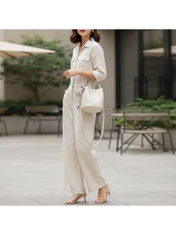 PARTIQ - Travel Soft Leather Women'S Hand-To-Hand Bucket Bag With Detachable Strap - Cream (M)