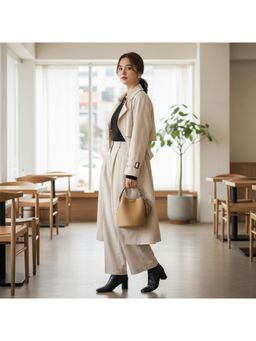 PARTIQ - Travel Soft Leather Women'S Hand-To-Hand Bucket Bag With Detachable Strap - Brown (M)