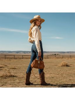 PARTIQ - Portable Small Retro Handbag With Detachable Strap - Brown (M)