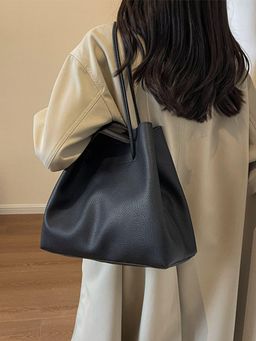 PARTIQ - Fashionable Texture Hand Versatile For Commuting To Work Armpit Handbag - Black