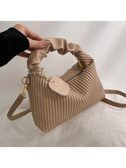 PARTIQ - Texture Niche Womens Versatile Hand Feel Foreign Handbag With Detachable Strap - Beige