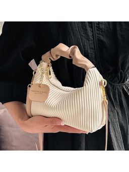 PARTIQ - Texture Niche Womens Versatile Hand Feel Foreign Handbag With Detachable Strap - White