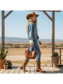 PARTIQ - Retro Commuter Bucket Feel Niche Oil Wax Leather Handbag With Detachable Strap - Brown