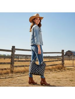 PARTIQ - Polka Dot Tote For Commuting To Work Handbag - black