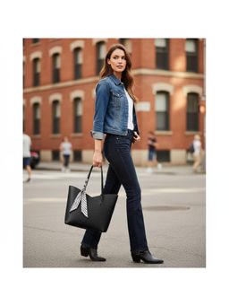 PARTIQ - Trendy Textured Tote Bag - black