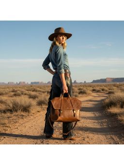 PARTIQ - Leather Briefcase Travel Commuter Handbag - Brown