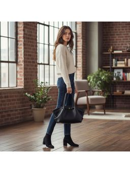 PARTIQ - Retro Niche Design One-Shoulder Underarm Pleated Commuter Handbag - Black