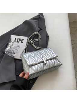 PARTIQ - Temperament Light Luxury Niche Chain Commuting Travel Underarm Sling Bag - Silver