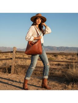 PARTIQ - Popular One Shoulder Womens Handbag With Detachable Strap - Brown