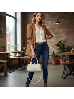 PARTIQ - Niche Design Small Square Hand Casual Stylish Shoulder Handbag With Detachable Strap - White