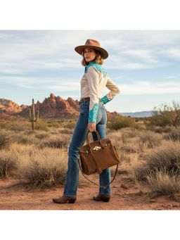 PARTIQ - Solid/Plain Casual Fashion Handbag With Detachable Strap For Women - Brown