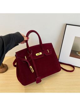 PARTIQ - Solid/Plain Casual Fashion Handbag With Detachable Strap For Women - Wine