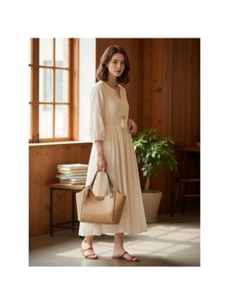 PARTIQ - Arge Womens Commuting Large Capacity Underarm Handbag - Beige