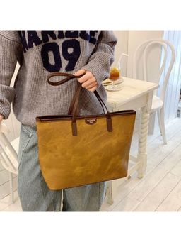 PARTIQ - Fashion One-Shoulder Commuting Korean Style Tote Bag - Mustard