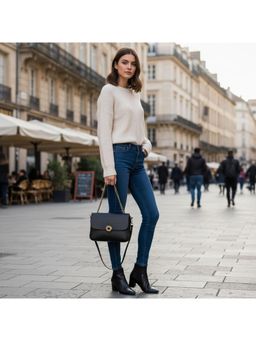 PARTIQ - Niche Light Luxury Handbag with Detachable Strap - black