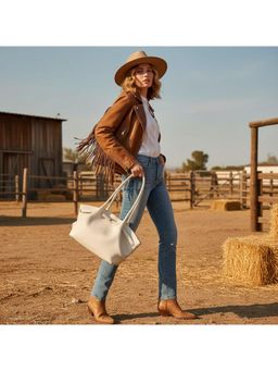 PARTIQ - Style Pleated For Commuting To Work, Versatile Womens Handbag - White