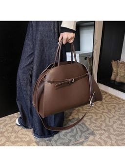 PARTIQ - Womens Loose Belt Design Commuter Handbag with Detachable Strap - Brown