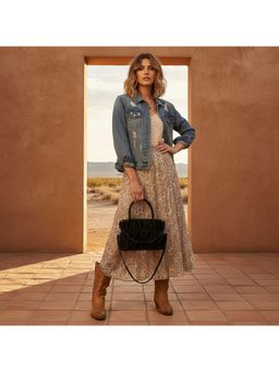 PARTIQ - Pring And Summer Forest Cloud Handbag With Detachable Strap - Black