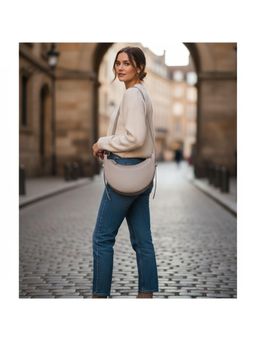 PARTIQ - Design Saddle Underarm Crescent Commuter Handbag - Grey