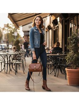 PARTIQ - This Year'S New Small Square Hand Texture Retro Versatile Handbag - Brown