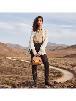 PARTIQ - Womens Hand Commuter Smiley Face Camel Handbag - Beige