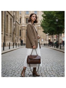 PARTIQ - Large-Capacity Shoulder Underarm Versatile Handbag With Detachable Strap - Brown