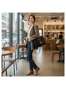 PARTIQ - Large-Capacity Shoulder Underarm Versatile Handbag With Detachable Strap - Black