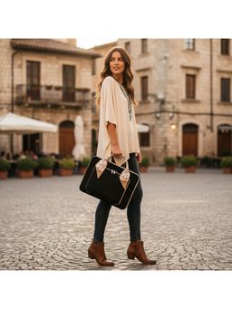 PARTIQ - Felt 15.6 Inch Fashion Travel Student Document Laptop Bag - Black