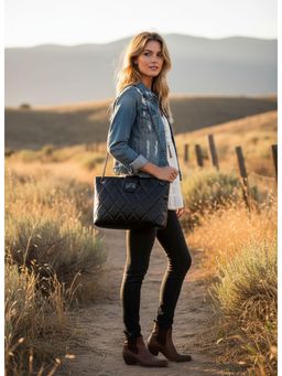 PARTIQ - Fashion Sense Diamond Large Capacity Womens Handbag - black