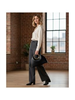 PARTIQ - Metal Ring Cloud Fashionable All-Match Small Handbag - BLACK