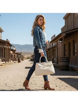 PARTIQ - Womens Shoulder Hand Platinum Handbag - White