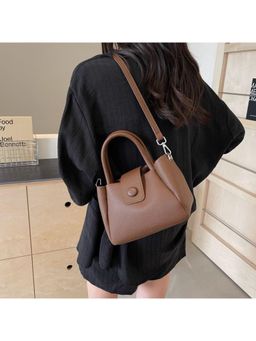 PARTIQ - Travel Fashion Bucket Shoulder Commuter Handbag With Detachable Strap - Brown