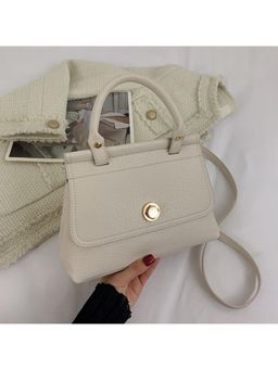 PARTIQ - Women Texture Niche Trend All-Match Handbag With Detachable Strap - Off White