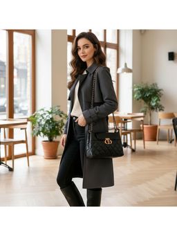 PARTIQ - Fashion Diamond Chain Square Versatile Handbag - Black