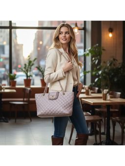 PARTIQ - Large-Capacity Spring Small Chanel Style Chain Portable Handbag - Pink